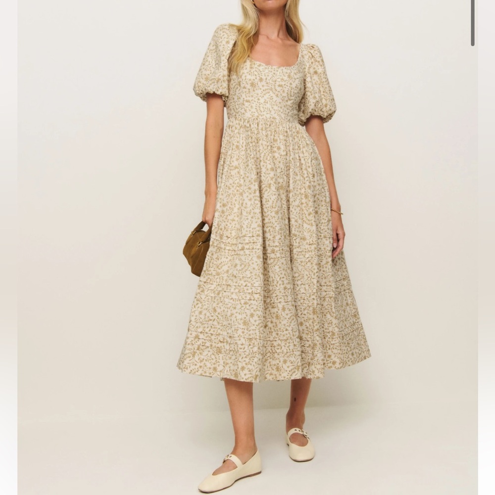 Reformation Cream Floral Maxi Dress